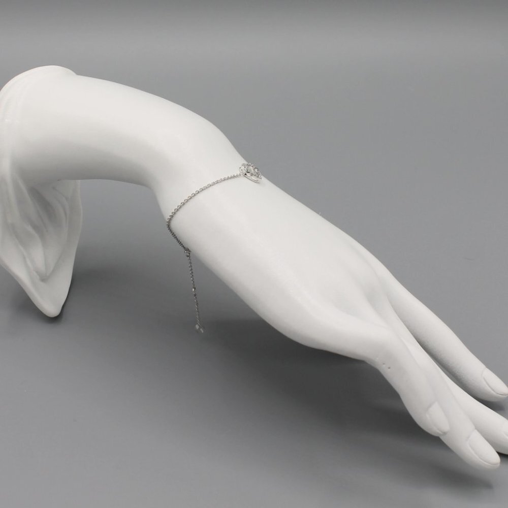 Jewelry bracelet love heart romantic silver plated sparkly stones elegant new - Picture 4 of 6